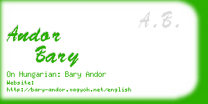 andor bary business card